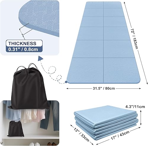 Miniatura 6 de Tapete de yoga plegable para viajes, de 72 x 32 x 0.32 pulgadas, tapete de ejercicio plegable de 0.315 in de grosor, tapete de pilates