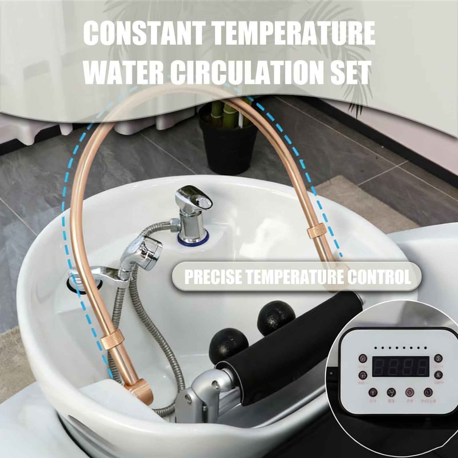 Professionelle Salon-Kopf-SPA-Liege, Shampoo-Liege mit Wasserzirkulation, intelligenter Körpermassage, warmweißer LED-Ambientebeleuchtung, Begasungsset, Kopf-SPA-Ausstattung