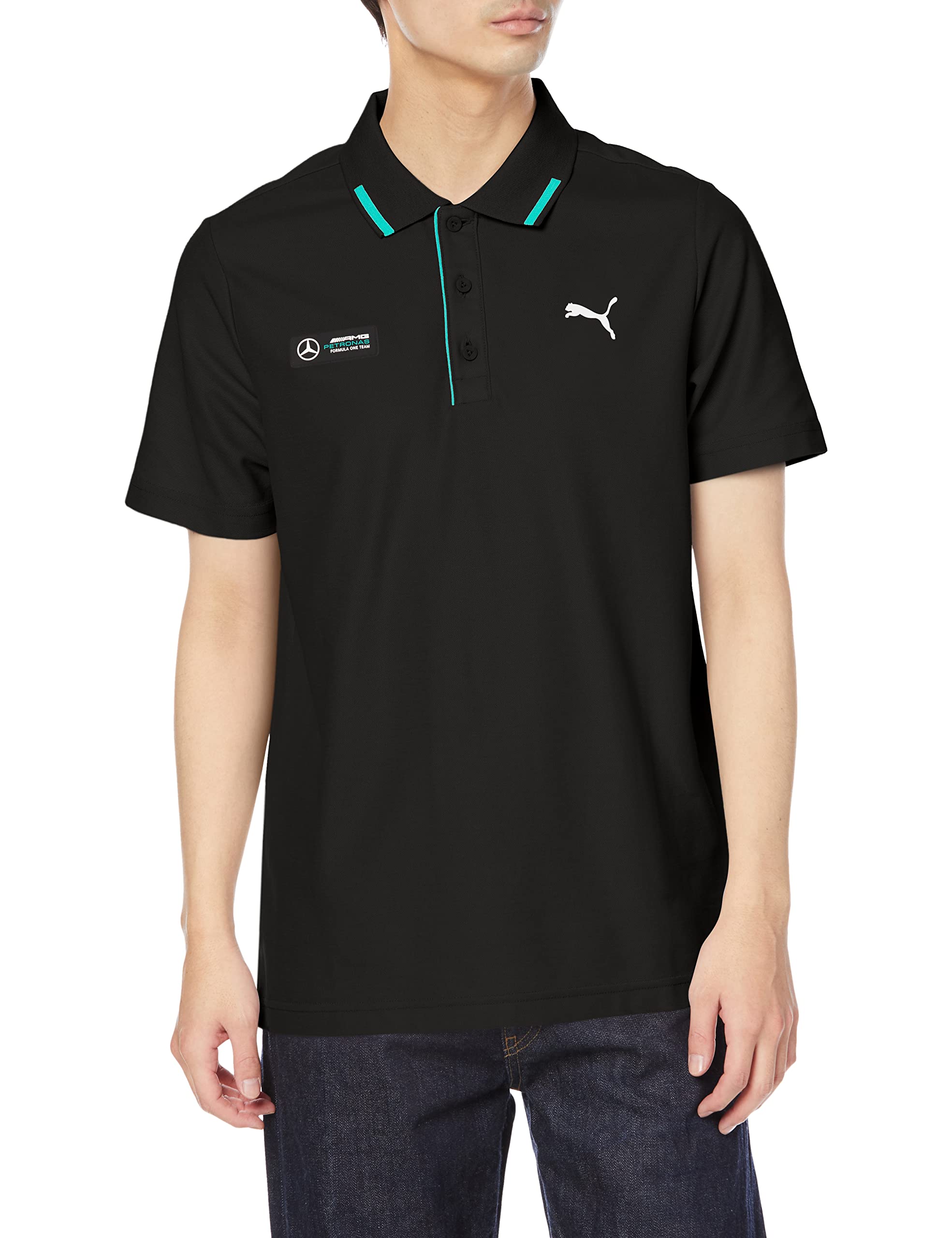 2022 PUMA MERCEDES-AMG PETRONAS BASIC POLO - Black - Mens (M) Chest 93-97cm