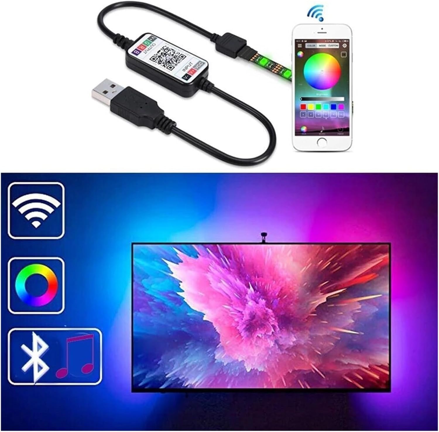 RGB5V Light with Mobile Phone Smart LED mini U Controller TV Background Light