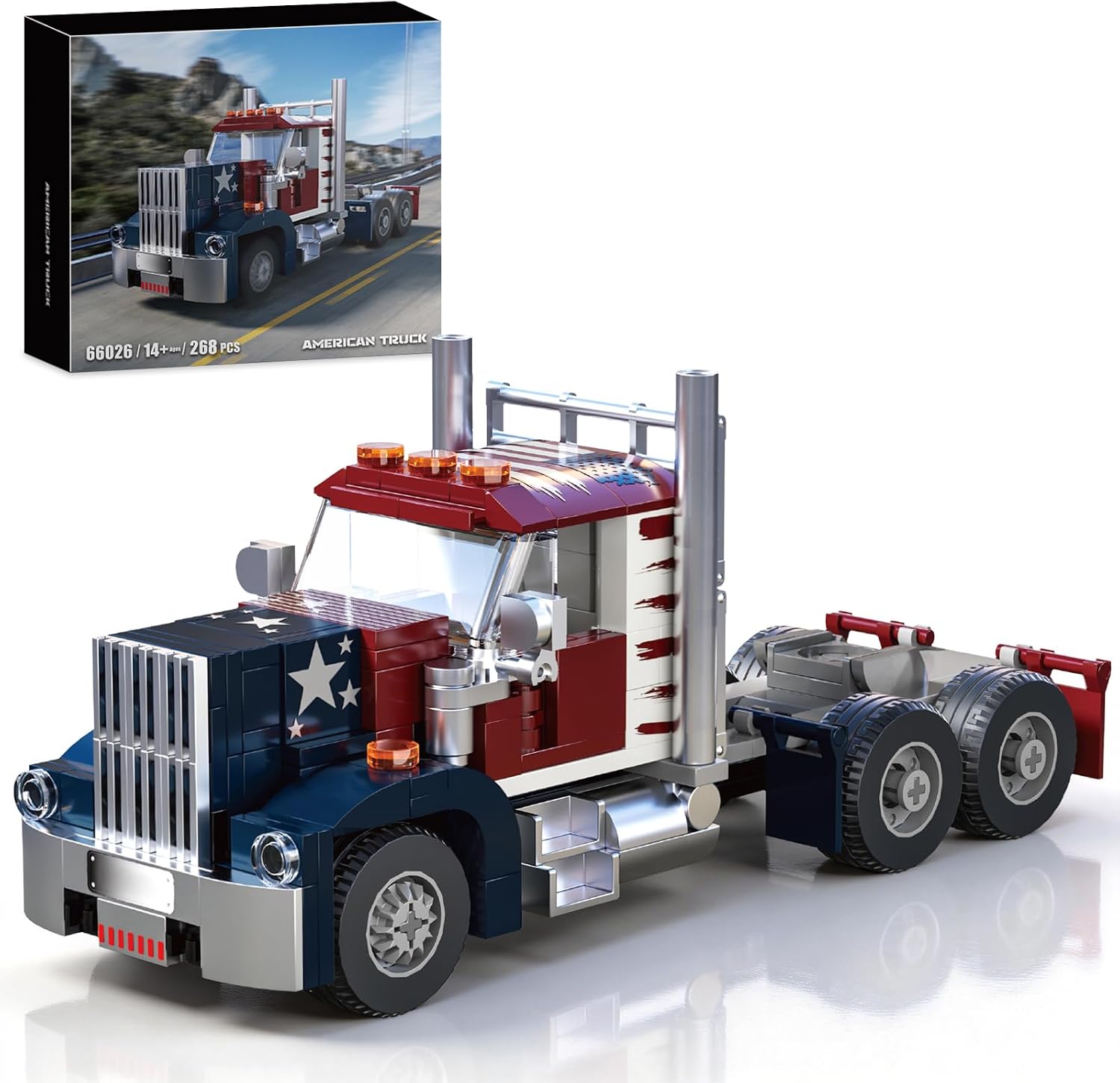 HIGH GODO Semi Truck Building Set, MOC City Road Tow Truck Model Kit Build and Display, Technology Trailer Set Toy Gift for Teens Adults 12+ (269PCS)