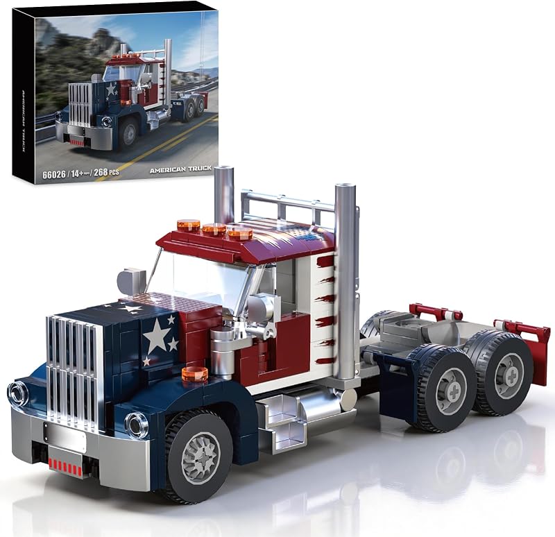 HIGH GODO Semi Truck Building Set, MOC City Road Tow Truck Model Kit Build and Display, Technology Trailer Set Toy Gift for Teens Adults 12+ (269PCS)