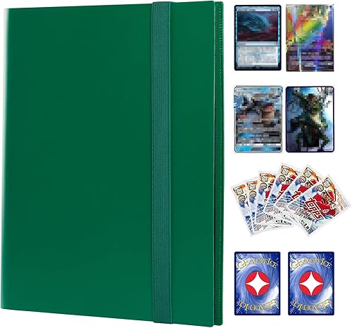 Miniatura 6 de GEAoffice Carpeta de tarjetas, carpeta de 9 bolsillos, carpeta de bolsillo de carga lateral 360 para Yugioh, MTG y otros TCG, color verde