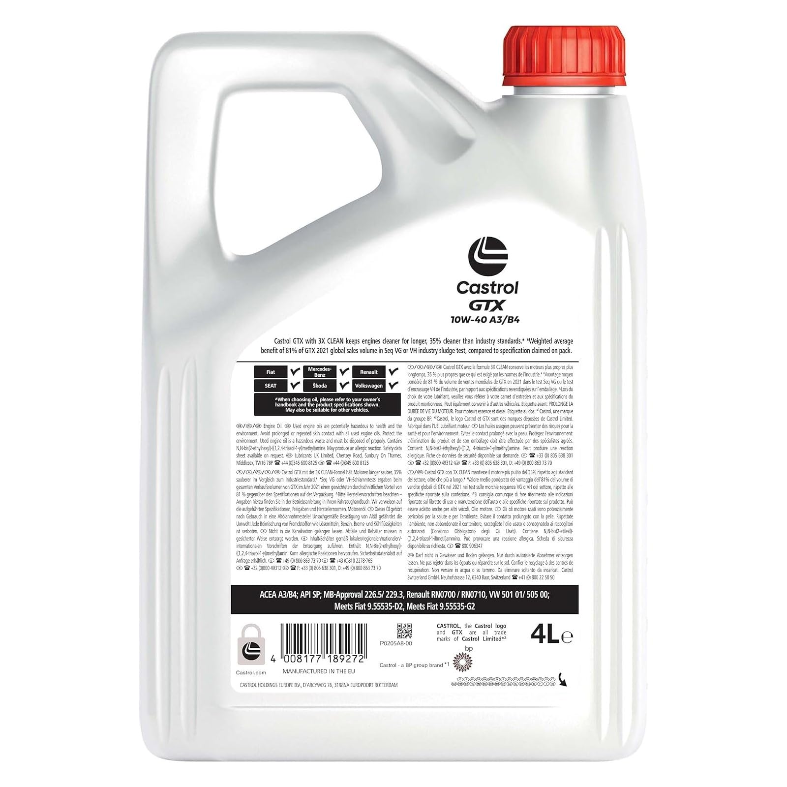 Olio motore lubrificante auto GTX Ultraclean 10W40 A3/B4 4L (4)