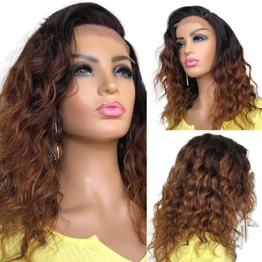 ten chopsticks Short Loose Wave Ombre Color Human Hair Wigs 1BT30 Two Tone 13X6 HD Lace Front Wigs Brazilian Remy Hair Wigs 150% Density Glueless Transparent Lace Wig Pre Plucked Bleached Knots 10"