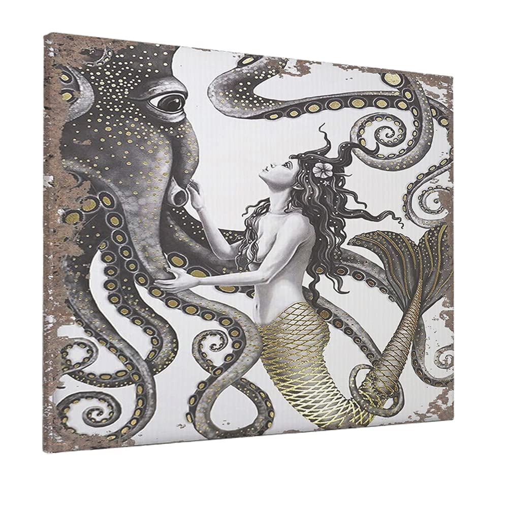 Octopus Vs Mermaid Black And White