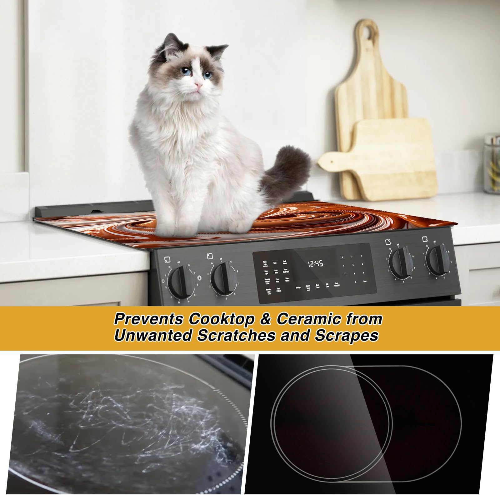 Cache Plaque Electrique TMK ArtDeko Cache-plaque De Cuisson 70 X 52 Cm - 2 Pièce - Protection Contre Les éclaboussures Planche A Decouper En Marbre