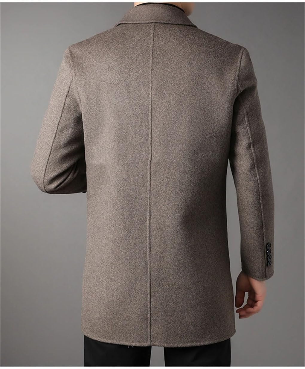keusyoi Men Wool Blends Coat Long Single Breasted Coat Autumn Winter Men Business Casual Trench Coat Classic Wool Jacket