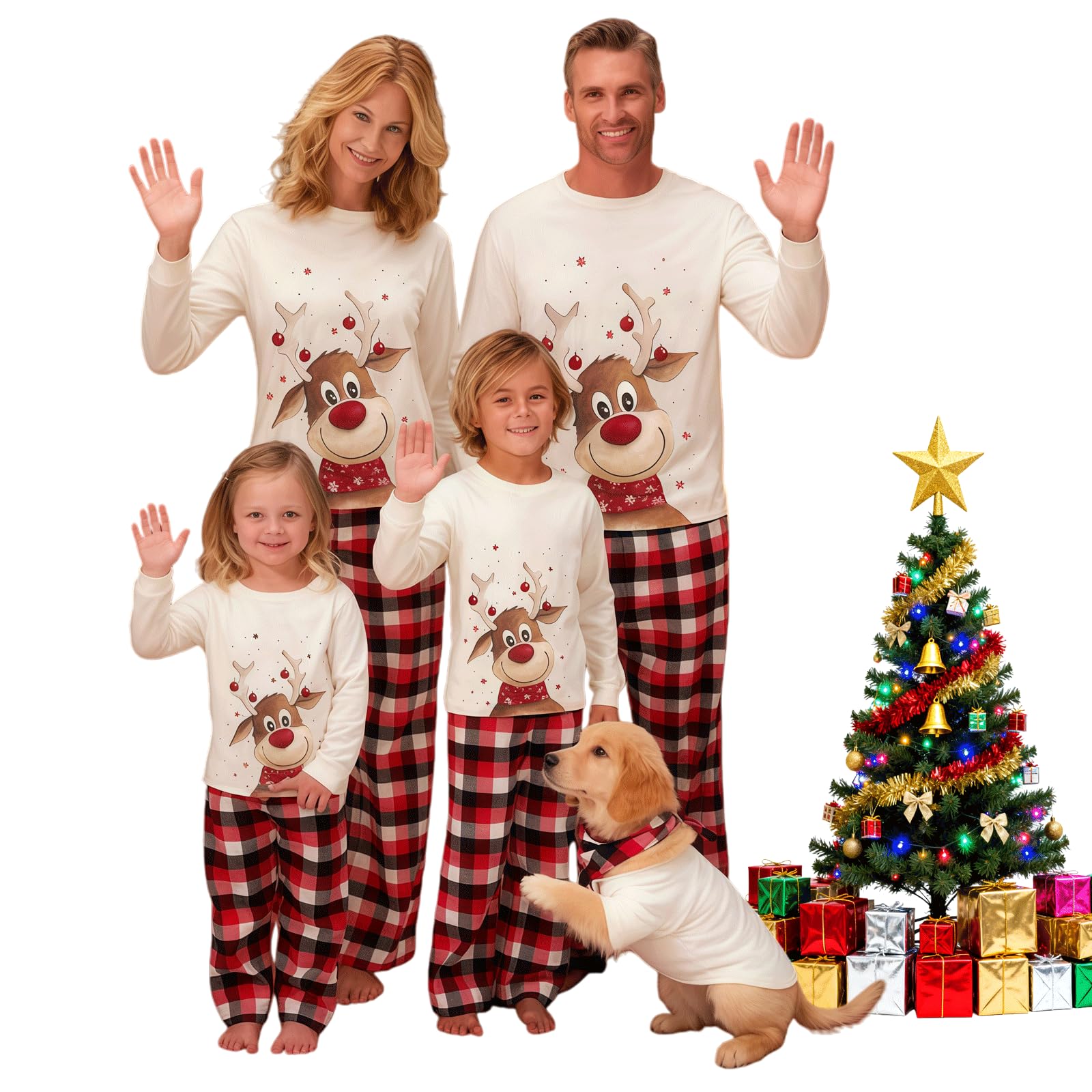wellzoo Christmas Matching Family Pyjamas Sets, Matching Sets Christmas PJs for Family Paj...