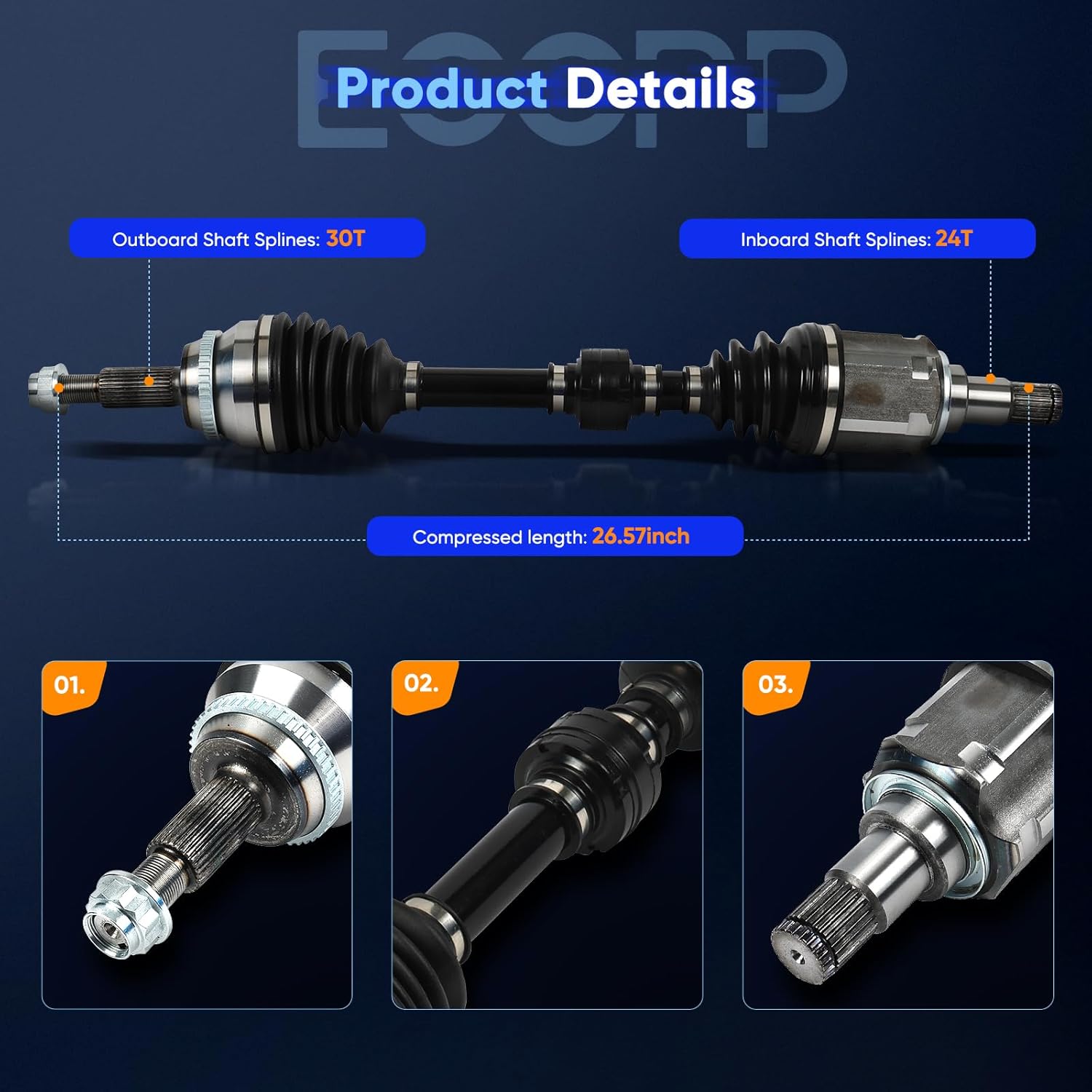 ECCPP NCV69086 Front Left (Front Driver Side) CV Axle Shaft Replacement for 2016-2022 for Lexus RX350 2018-2022 for Lexus RX350L 2017-2019 for Toyota Highlander