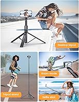 Vista 5 de NT79 - Trípode de teléfono de 71 pulgadas, palo selfie extensible con soporte de cámara de 1/4 pulgadas para teléfono celular y cámara, soporte
