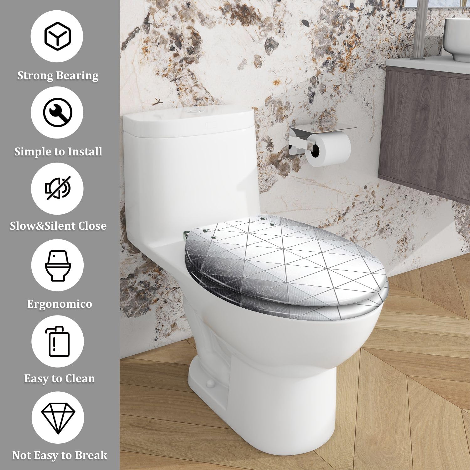 Sedile WC allungato in resina per bagno