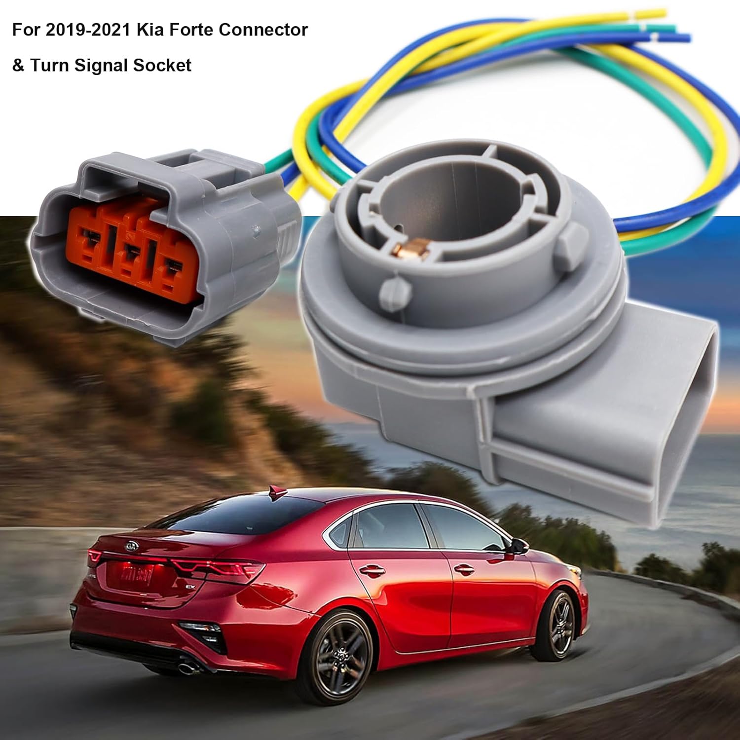 LIZAPUS 2pcs Connector of Turn Signal Socket with Turn Signal Socket Compatible with 2019-2021 Kia Forte Pigtail Plug Wiring Harness 92164-M7000