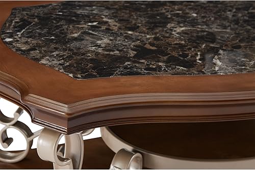 Miniatura 4 de Mesa auxiliar de madera vintage de 2 niveles, patas de metal, mesa de cristal, retro, para sala de estar, dormitorio, oficina, mesa auxiliar marrón