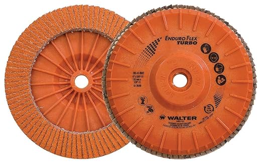 Walter ENDURO-FLEX TURBO Abrasive Flap Disc - 36/60 Grit Blending Disc with 4.5 in. Diameter, Threaded Arbor Hole. Finishing and Grinding Supplies