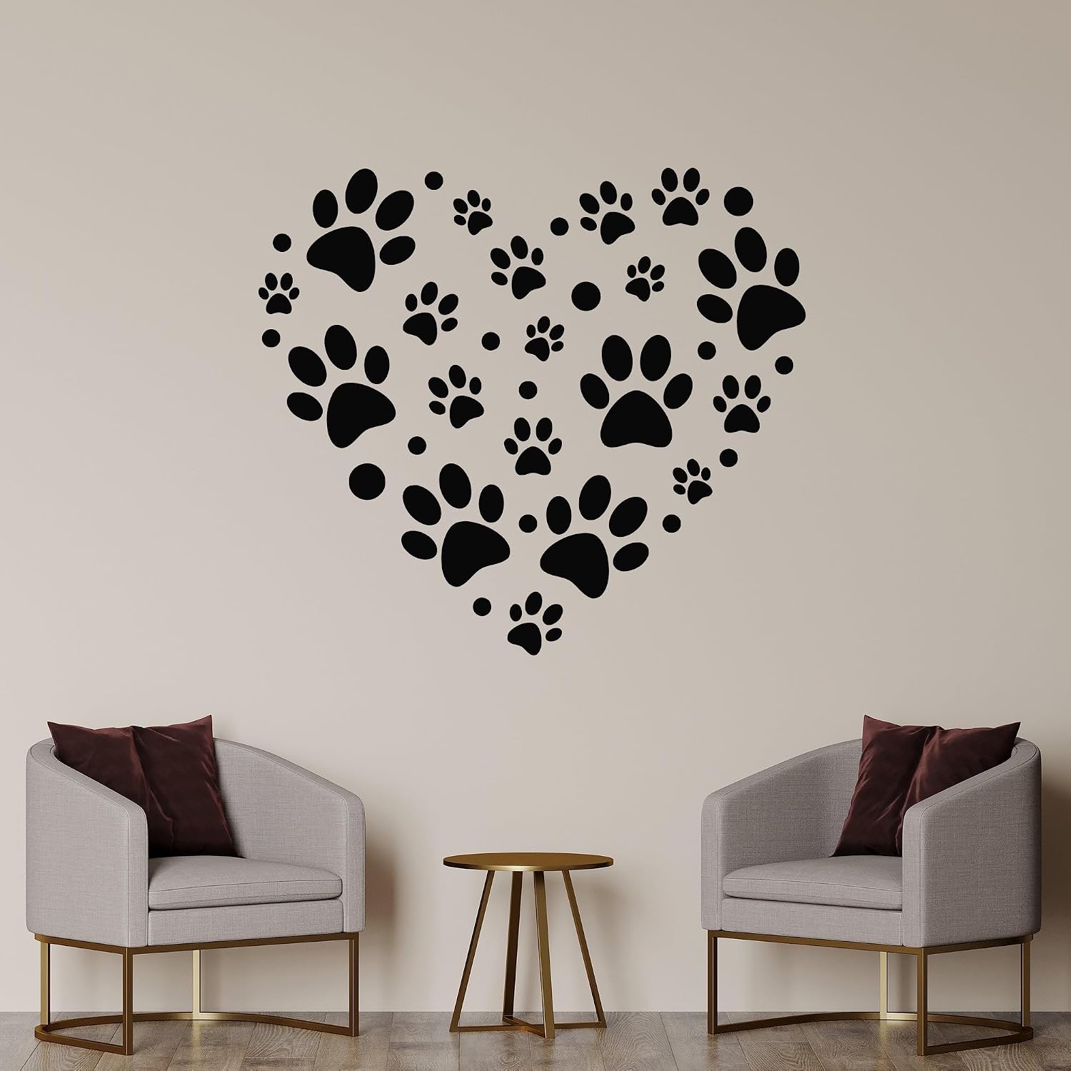 Amazon.com: Vinyl Wall Decal Paw Prints Patterns Heart Symbol Pets Love ...
