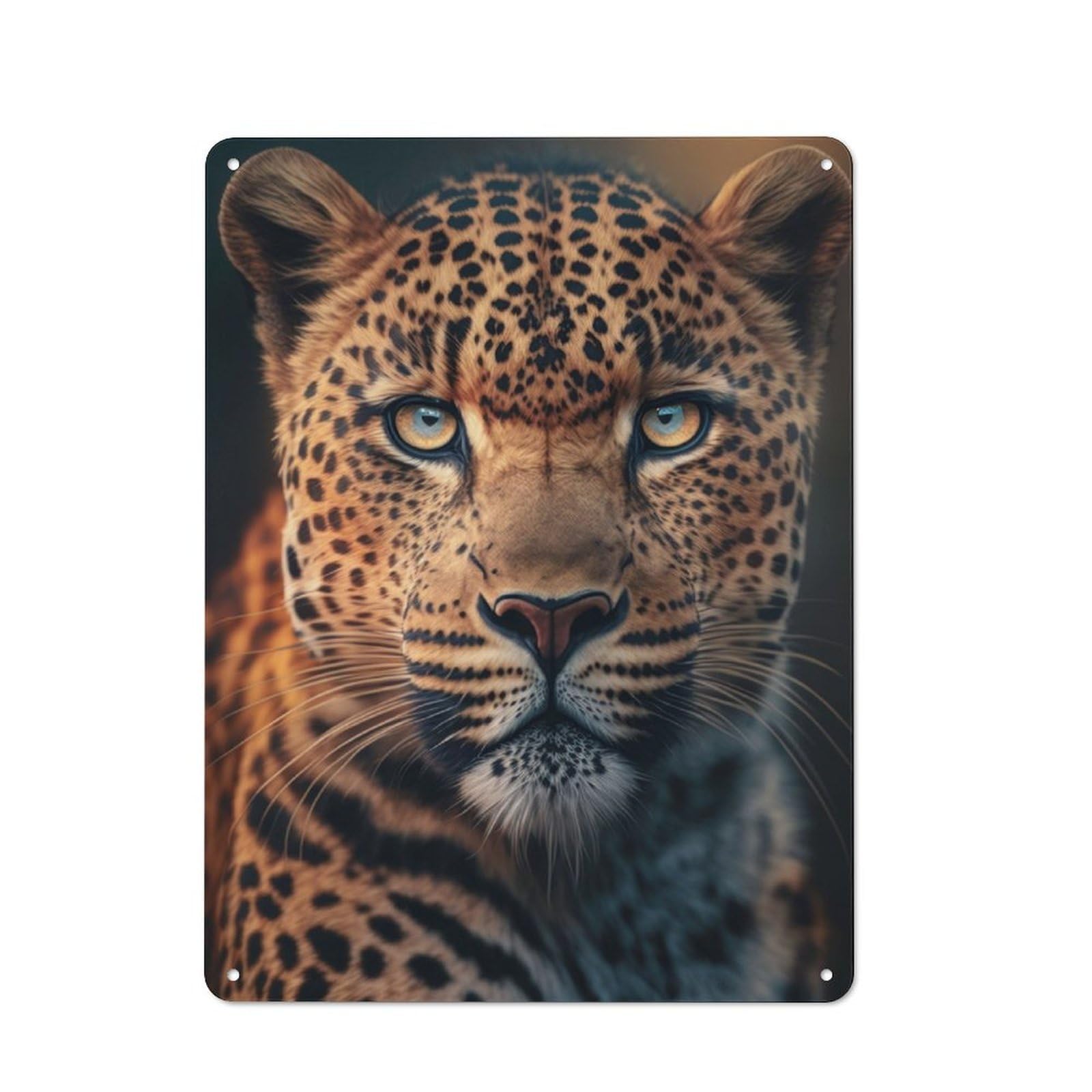 Junmoney Leopard Portrait Retro Tin Sign 40X30cm For Man Cave Or Games Room, A Decorative Christmas Gift For Leisure-Room Decor Enthusiasts