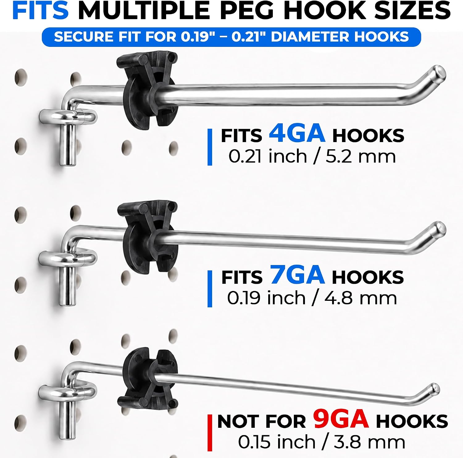 Gluposti Peg Hook Stopper Inventory Control Clips, 100 Black Peg Stoppers | Squeeze Pinch Peg Hook Stoppers for 1/4 Gridwalls, Retail Display Pegboard Hook Stoppers, Stop Lock Pegboard Clips for Hooks