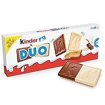 Kinder Duo, 12 Biscotti Bigusto Ricoperti di Cioccolato al Latte Kinder e Cioccolato Bianco, Senza Coloranti e Conservanti, Confezione da 150 Gr