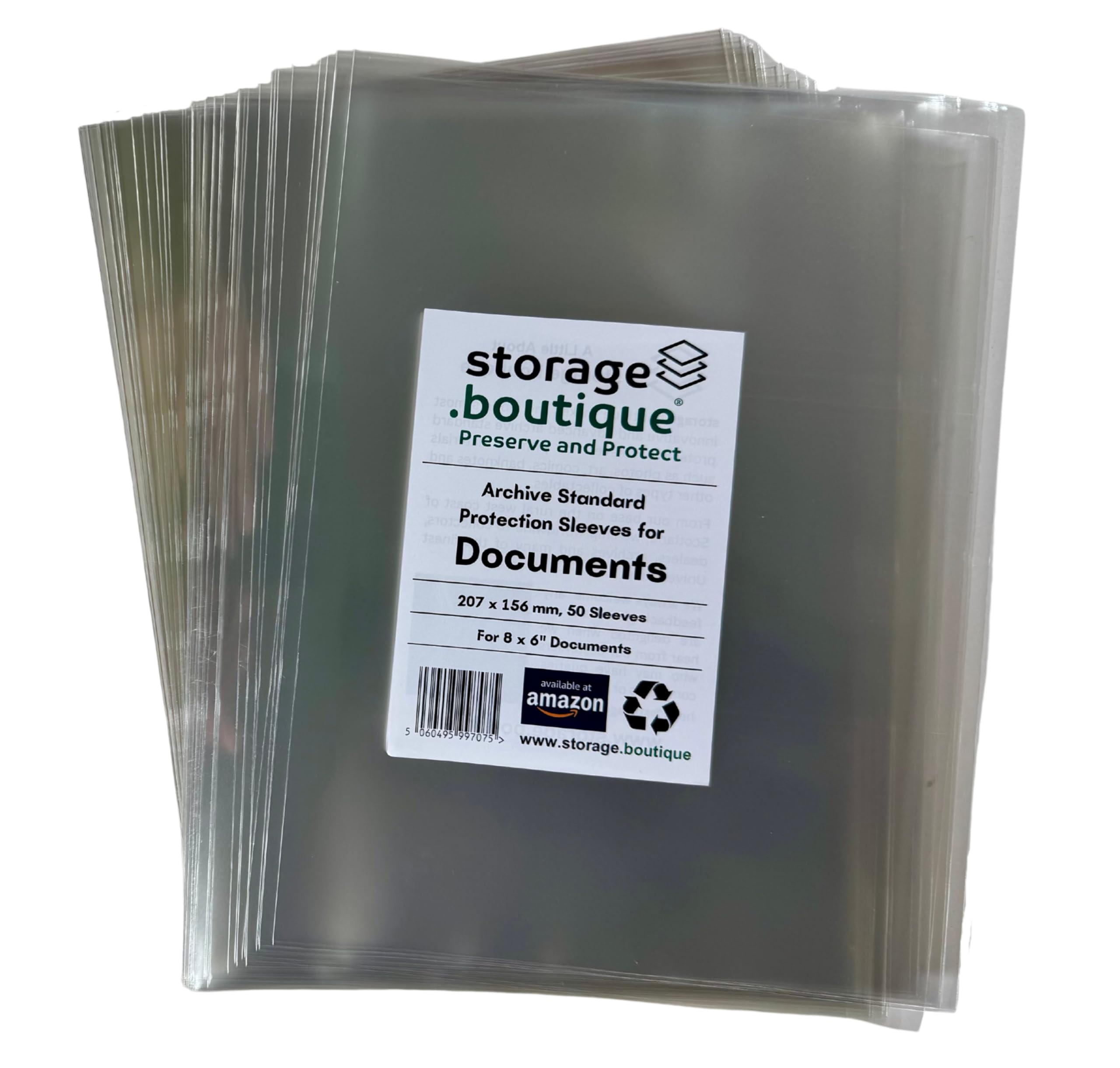storage.boutique Document/Paper Ephemera Protection Sleeves, Archive Standard, Acid Free, 8 x 6 inches, 207 x 156 mm, 50