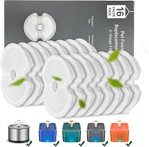 Filtros de fuente de agua para gatos, filtro de repuesto de fuente de agua para mascotas de filtración múltiple, 8 o 12 paquetes de filtros de