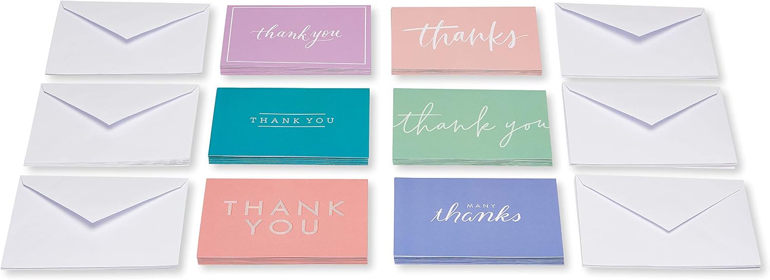 American Greetings Thank You Cards with Envelopes, Multicolor Assortment (48-Count)