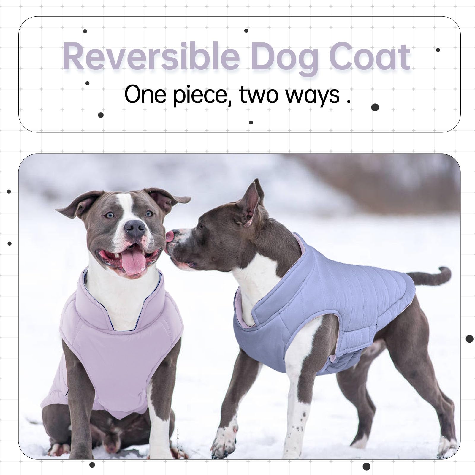 Lelepet Piumino per cani caldo, reversibile, imbottito, antivento, leggero, per il freddo, con cappottini con gancio e anello, per cani di taglia extra grande, non perde pelo, facile da mettere e