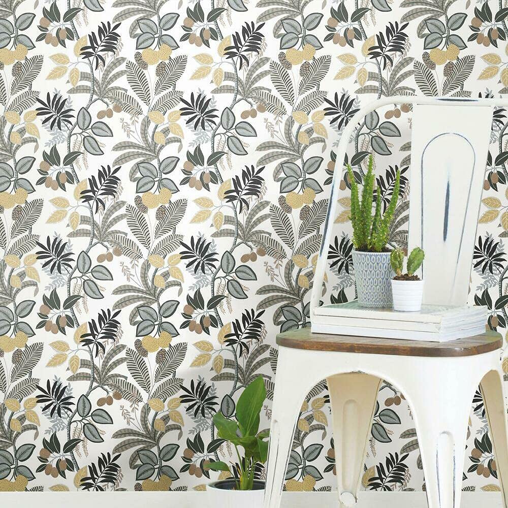 Papier peint adhésif funky jungle décoration murale exotique repositionnable