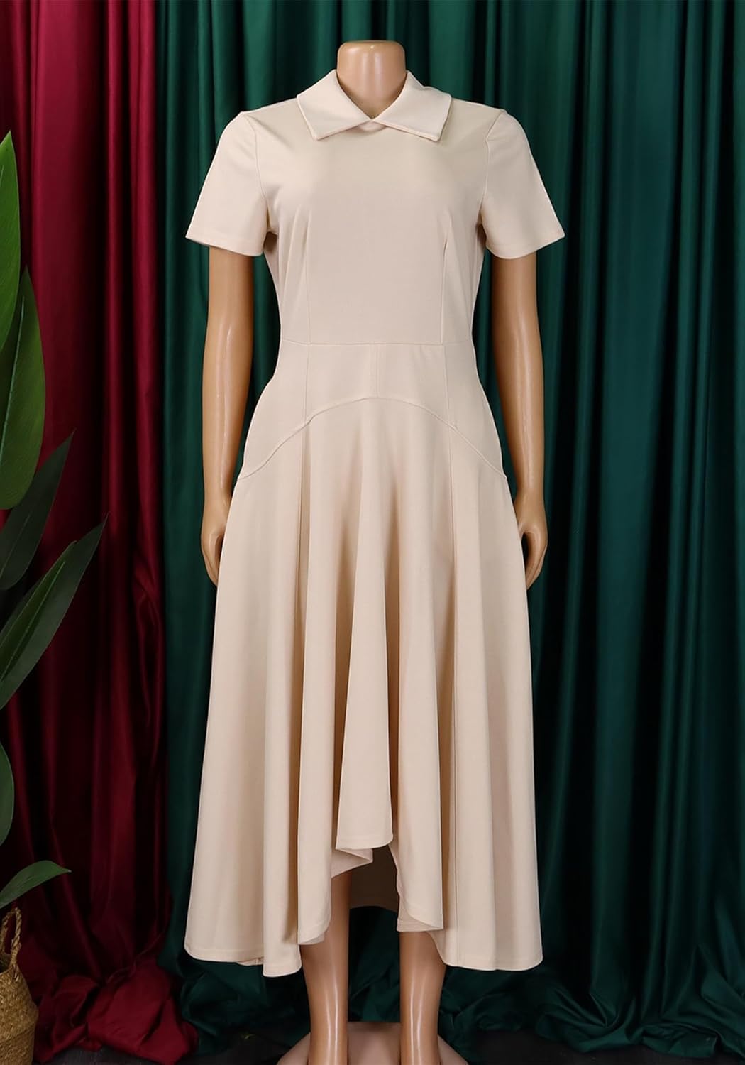 Seltaon Women Elegant Semi Formal Midi Dresses Short Sleeve A Line Church Cocktail Party Dress Plus Size - Image 4