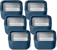 Vista 60 de Caraway Set de 2 piezas de recipientes de vidrio para almacenamiento de alimentos - (2) recipientes de vidrio de 1.75 tazas - Vidrio recubierto