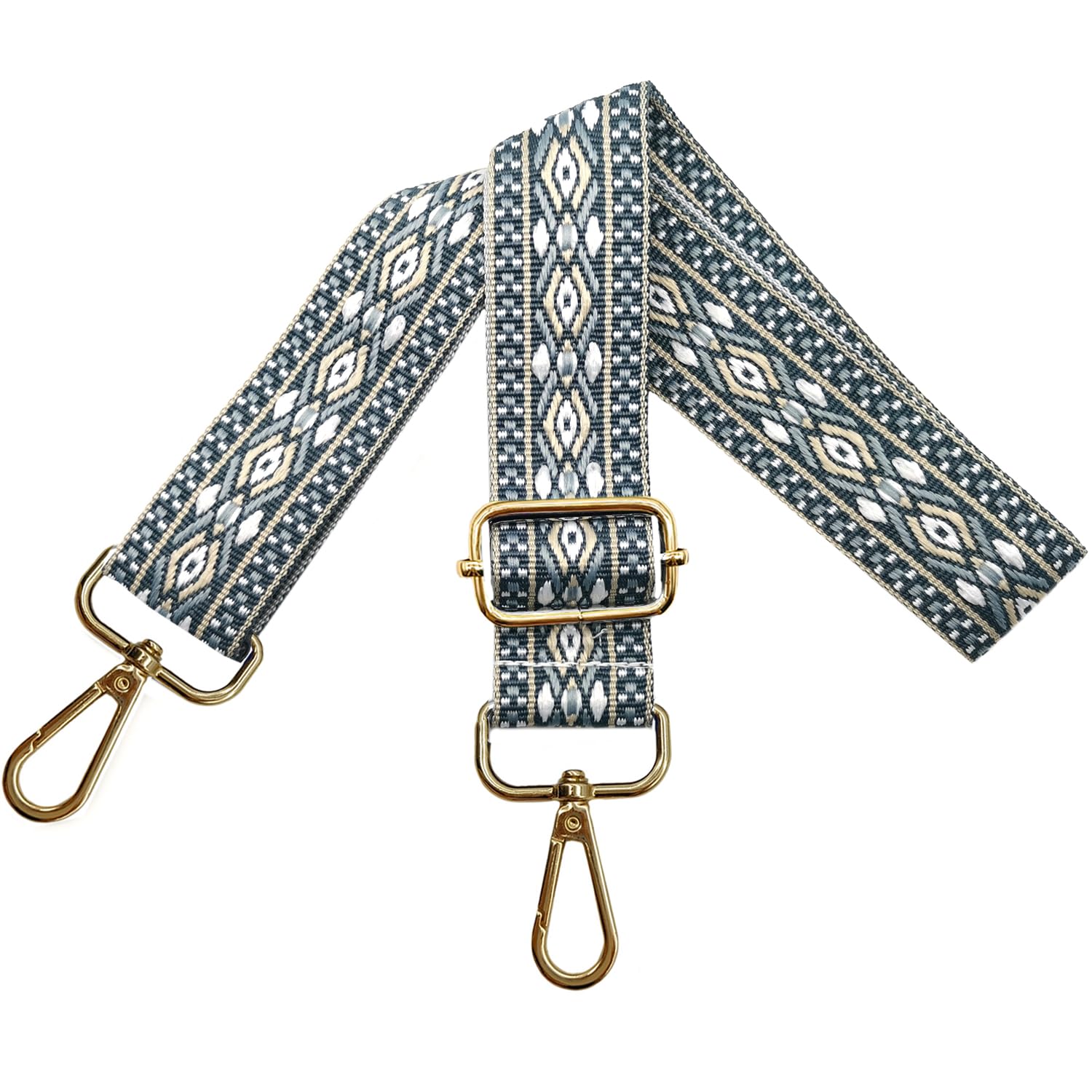 Adjustable Shoulder Strap for Bags, Women's Carry Strap, Bag Straps for Changing, Bag Strap Wide 3.8 cm with Gold Carabiner, Shoulder Strap for Shoulder Bag, Handbags, Light Blue, N33