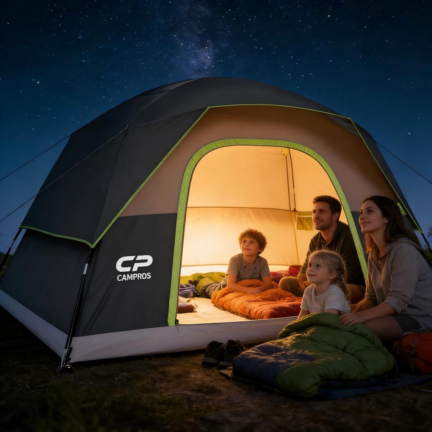 CAMPROS CP Tents for Camping 2/4/6 Person Tent Waterproof Windproof Double Layer Camping Tent, Easy Setup Dome Tent with Large Mesh Windows & Wider Door for Outdoor Camping & Hiking