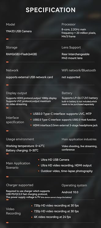 YONGNUO YN433 Mirrorless Micro Four Thirds M43 Mount Camera with Live Streaming, 4K USB Professional Live Streaming, Supports Multi-Camera Livestream