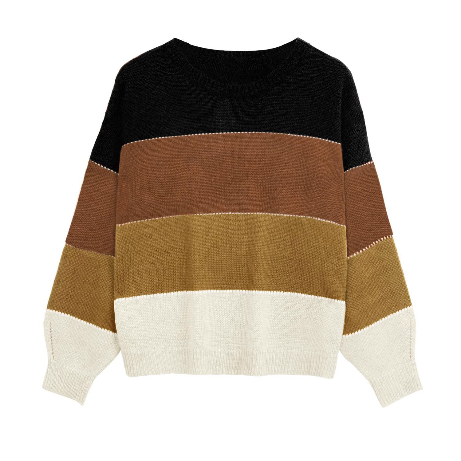 heekpek Maglione Donna Invernale Color Block Maglione di Punto per Donna Knitted Sweater Oversize Casual Pullover Top Lavorato a Maglia per Autunno Invernali Primavera