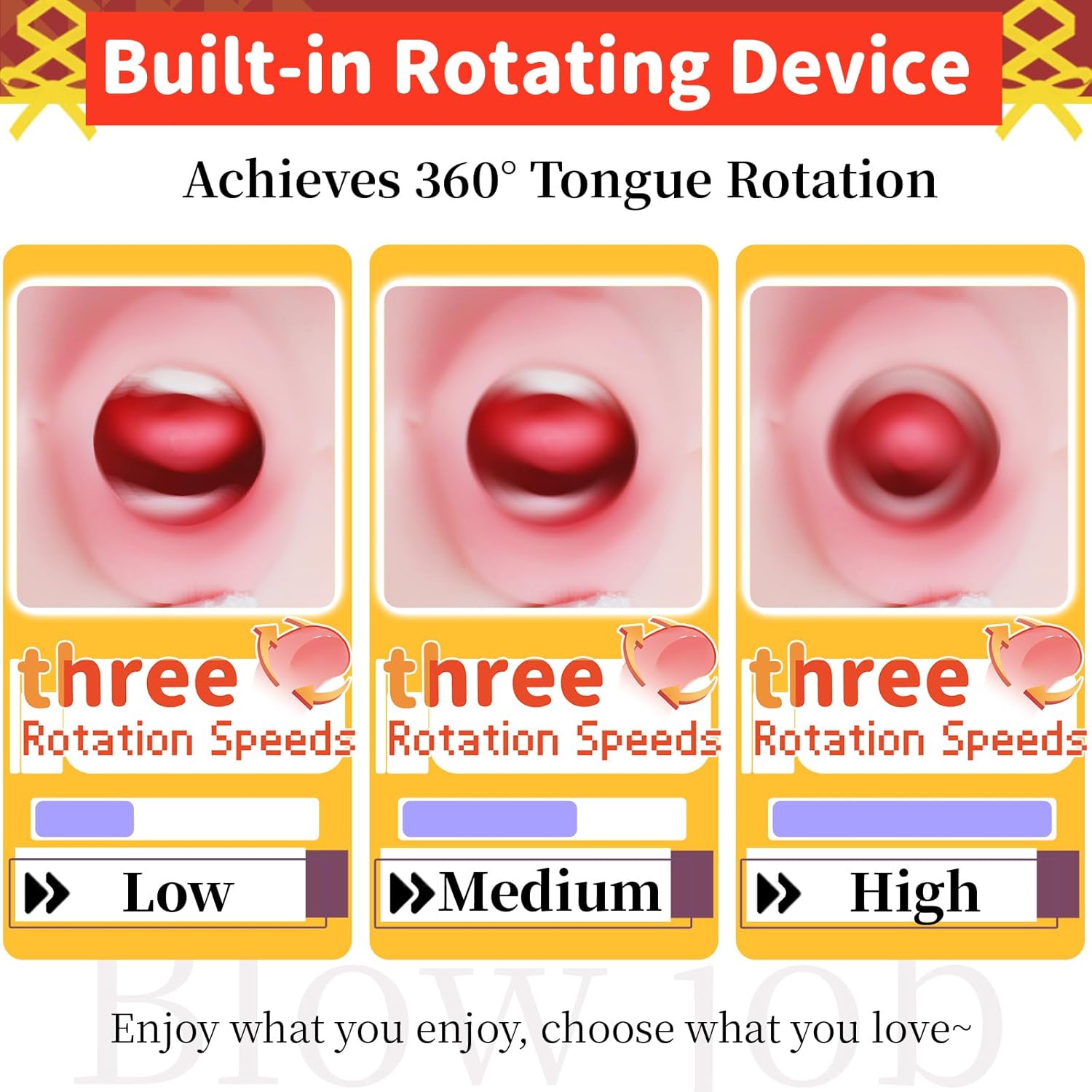 Pocket Pussy Automatic Male Masturbator with 3D Rotating Tongue 3 Rotating Fusexil Mouth Stroker Realistic Texture Soft Blowjob