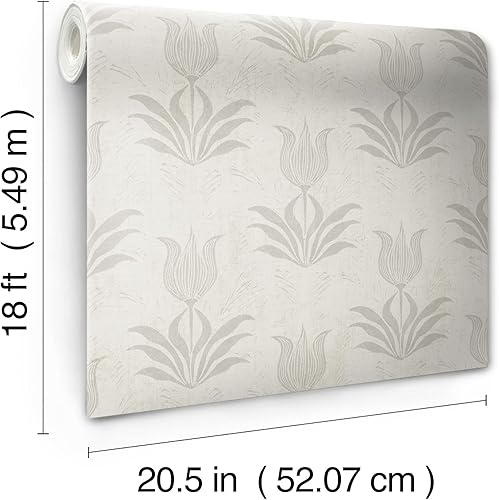 Miniatura 8 de Jen Hewett Papel tapiz de tulipán de loro, color gris