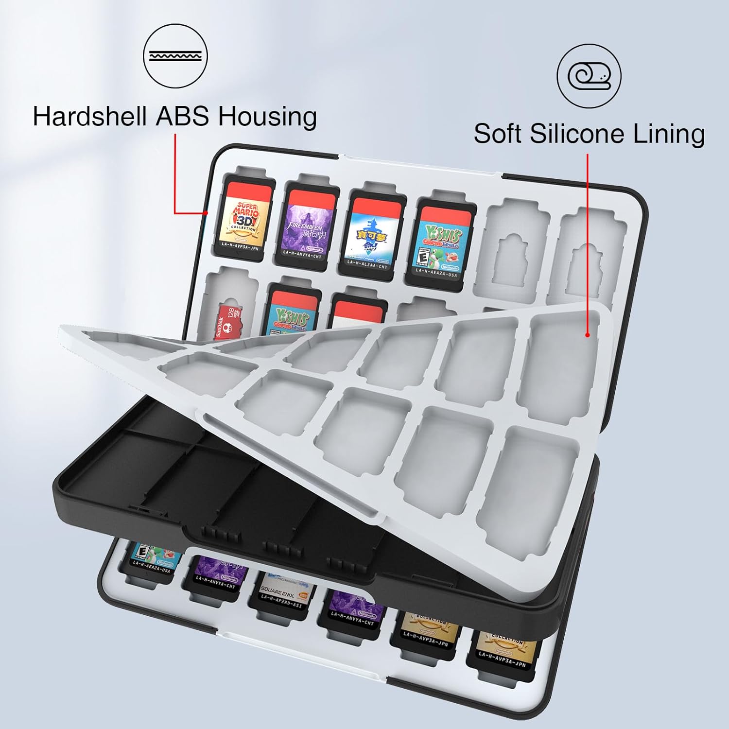HEIYING Game Card Case for Nintendo Switch & OLED,Customized Pattern Switch Lite Game Storage Case with 48 Games Cards Slots and 24 Micro SD Cards Slots - Image 4