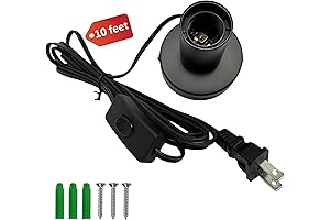 Black Metal E26/E27 Screw Light Socket with 10FT Extension Cord, Hanging Light...