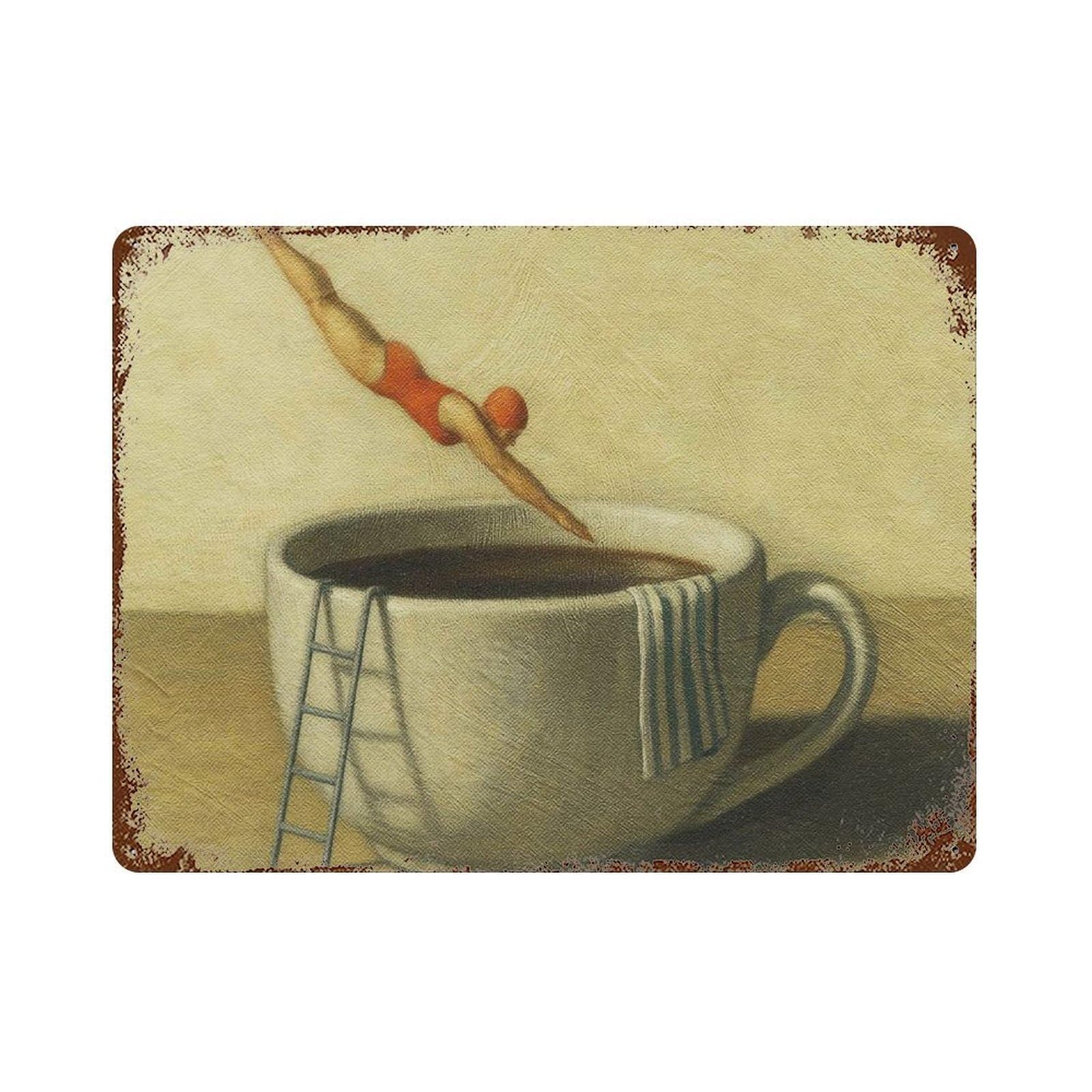 xiaoxiaoshen Surreal Coffee Frame TV Art_ Whimsical Woman Diving Wall Decor Art Metal Tin Poster Modern Home Decor Art Home Bar Shop Decorations Vintage Sign 30x40cm