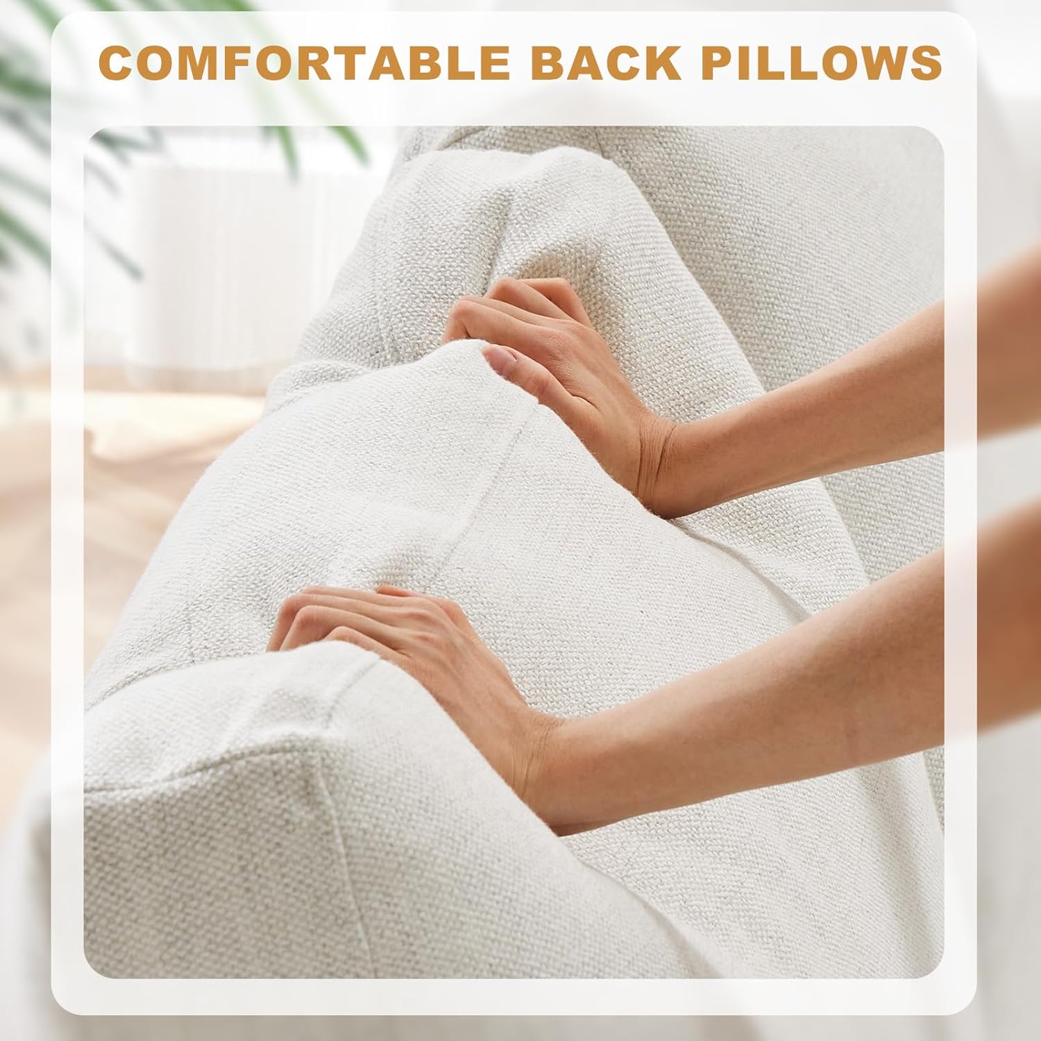 ELUCHANG 47" Oversized Single Sofa with Ottoman, Upholstered Chaise Lounge Comfy Sleeper Chair with Soild Wood Frame, Deep Seat Sofa Couch for Living Room Bedroom Apartment, Linen, White