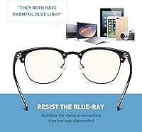 Vista 6 de Lentes Aomaste con bloqueo de luz azul, retro, con semi montura, UV400, lentes transparentes para computadora, unisex