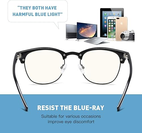 Miniatura 6 de Lentes Aomaste con bloqueo de luz azul, retro, con semi montura, UV400, lentes transparentes para computadora, unisex