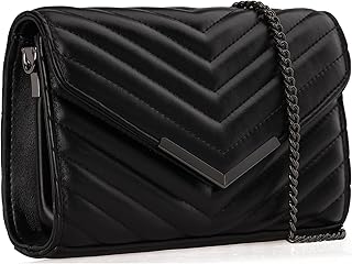 DEXMAY DM DEXMAY Women Clutch Purses Fashion Quilted Vegan Leather Envelope Evening Handbags Crossbody Bags with Chain Shoulder Strap