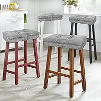 Vista 7 de baibu Juego de 2 cojines de espuma viscoelástica rectangulares, diseño de doble capa, cojín para taburete de bar con lazos, solo 2 almohadillas