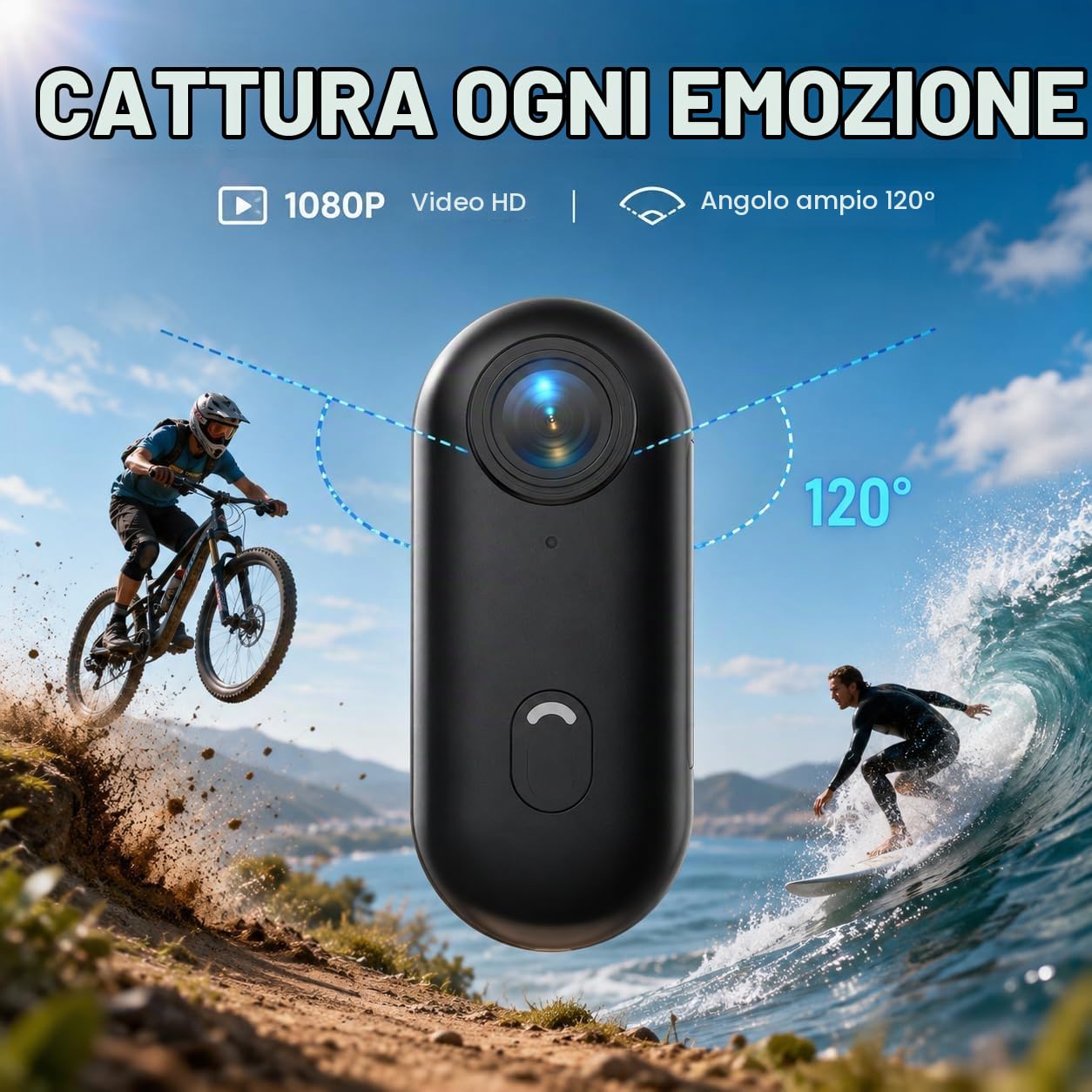 4K Action Cam Mini Bodycam WiFi Sportive Camera 120°, 30FPS POV Registrazione,Macchina Fotografica Subacquea Impermeabile 30m Mini Portatile Videocamera Magnete Clip per Casco da Bici/Moto,Nero