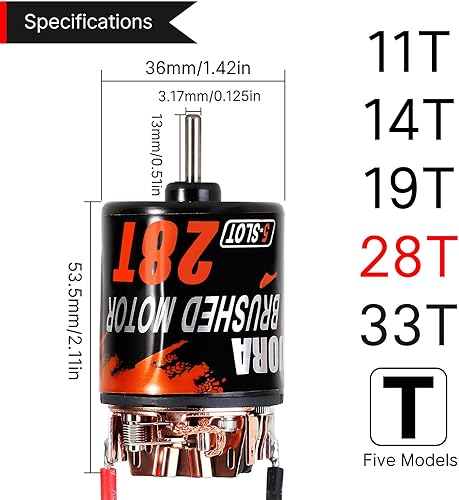 Miniatura 5 de INJORA Motor cepillado 540 impermeable 5-Slot 28T para escala 110 modelo RC coche oruga camión Buggy (INM10)