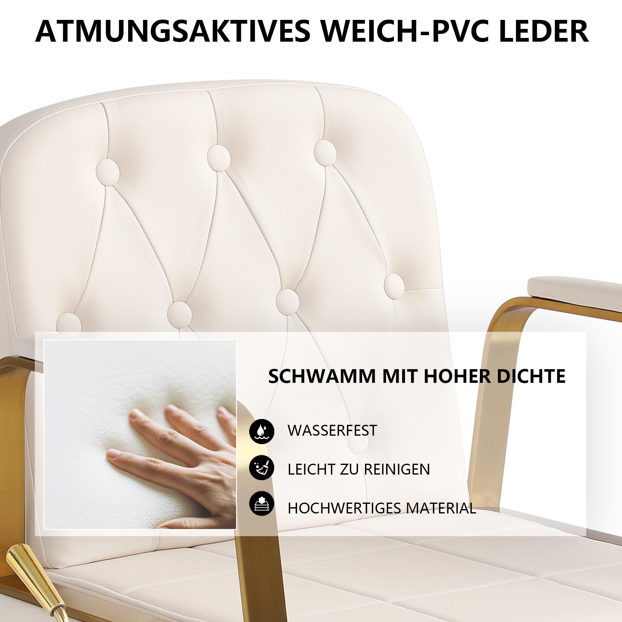 Friseurstuhl 360-Grad-Drehung Kippbarer Hydraulisch Friseurstuhl für Schönheitssalon (Weiß)