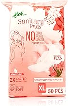 Floh Anti-Bacteria Sanitary Pads (XL Size 50 Pads - 6 layer deep absorption & Herbal Shield for Bacterial Protection, Soft on skin with comfy dry top sheet (Pack of 1)