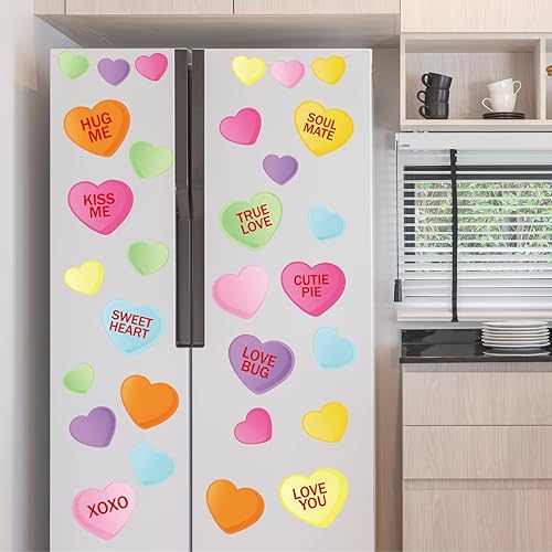 Miniatura 6 de Whaline Calcomanías de pared para el día de San Valentín, calcomanías románticas de conversación romántica de corazón de caramelo para habitación