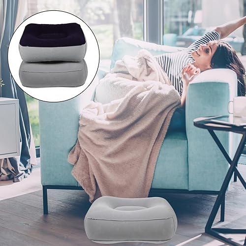 Miniatura 8 de Tofficu 2 almohadas inflables para reposapies de viaje, almohada de pierna de avión, cojines de altura ajustable para coches, hogar, oficina,